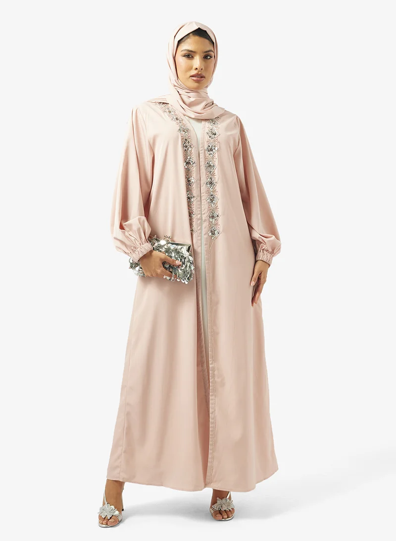 خزانة Embellished Abaya With Sheila
